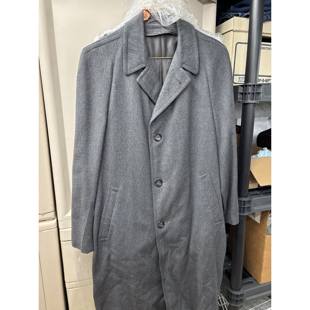 Vintage Richmond Brothers Wool overcoat Grey W removable Plaid Wool Lining